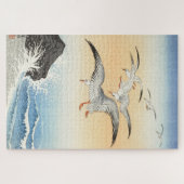 Japanse Woodblock Art print Seagulls over het Zee Legpuzzel (Horizontaal)