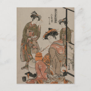Japanse Woodblock Art Print Tea Ceremony Briefkaart