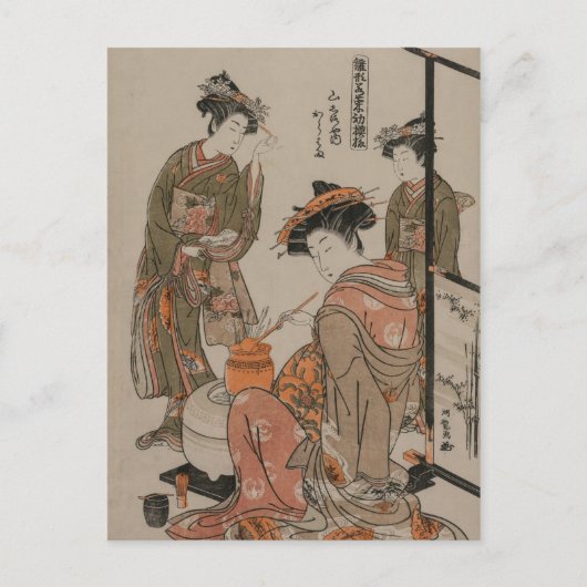  Japanse Woodblock Art Print Tea Ceremony Briefkaart (Voorkant)