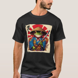 Japanse Woodblock Art Samurai Kikker Japanse Kanji T-shirt