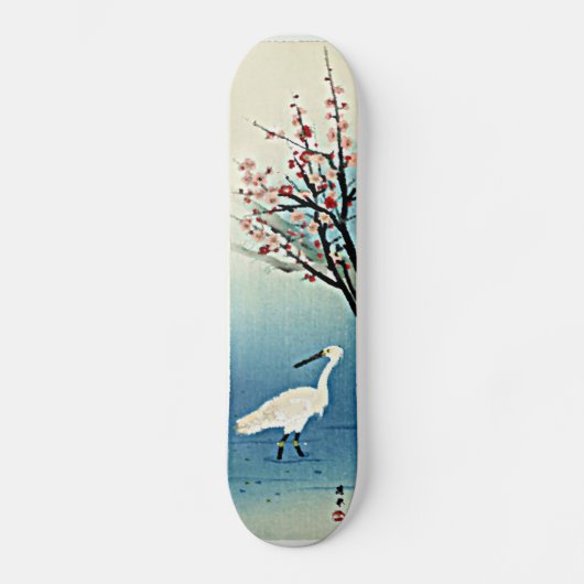 Japanse Woodblock Print Okyo Egret met Plums Ska Persoonlijk Skateboard (Voorkant)