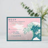 Japanse Woodblock Print Wedding RSVP (Staand voorkant)