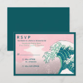 Japanse Woodblock Print Wedding RSVP (Voorkant / Achterkant)