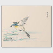 JAPANSE WOODBLOCK VOGEL PRINT PERZIK wrapping papi Cadeaupapier (Vlak)
