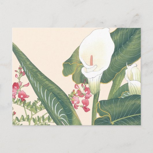 Japanse Woodblock White Calla Lily Briefkaart (Voorkant)