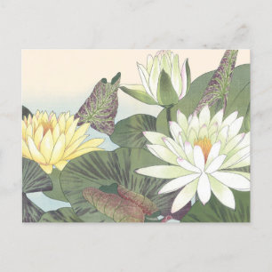  Japanse Woodblock White Lotus Flower Briefkaart