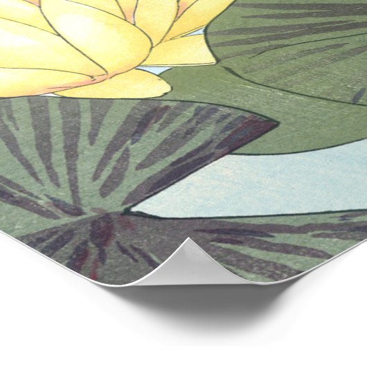  Japanse Woodblock White Lotus Flower Poster (Hoek)