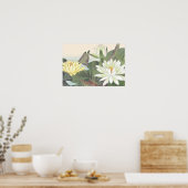  Japanse Woodblock White Lotus Flower Poster (Keuken)