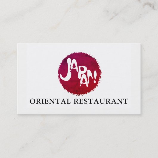 Japanse Woord Vlag, Oriental Restaurant Visitekaartje (Voorkant)