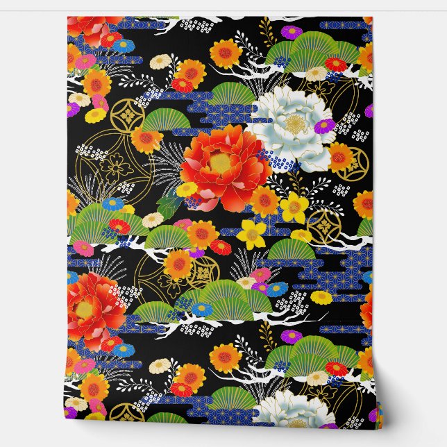 Japanse yuzen stijl behang (Afrollen)