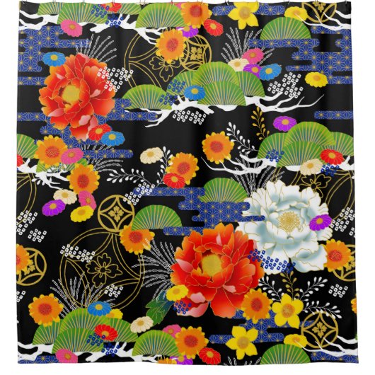 Japanse yuzen stijl douchegordijn (Voorkant)