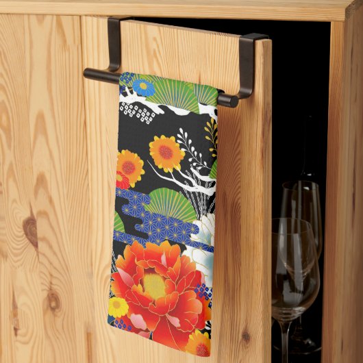 Japanse yuzen stijl theedoek (Derde Gevouwen)