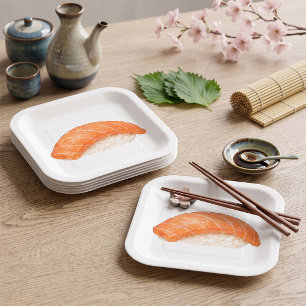 Japanse Zalm Sushi Nigiri Foodie Papieren Bordje