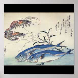 Japanse Zee Life Schilderen ongeveer 1800's Poster