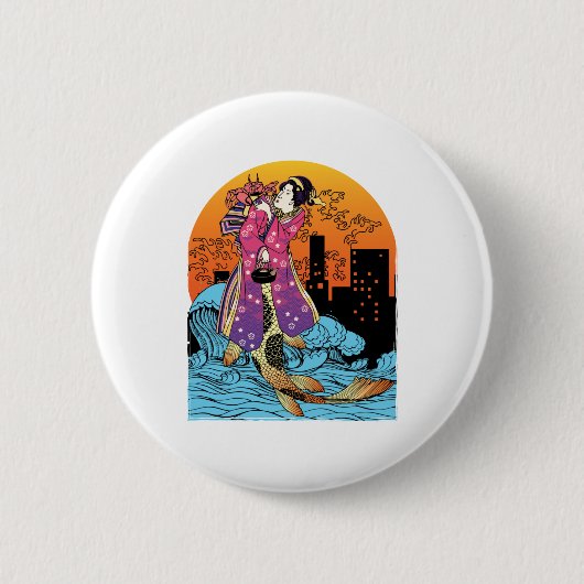 Japanse Zeemeermin Kaiju esthetisch Ronde Button 5,7 Cm (Voorkant)