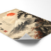 Japanse Zen-landschap met bergstilte Poster (Hoek)