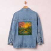 Japanse Zen Tuin Zonsondergang Denim Jacket (Hangar)