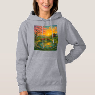 Japanse Zen Tuin Zonsondergang Hoodie