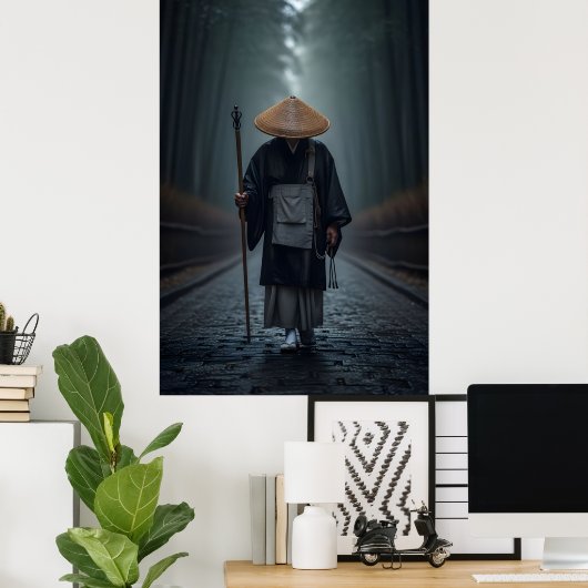 Japanse Zenmonnik Poster (Thuiskantoor)