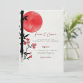 Japanse zon bamboe bruiloft uitnodiging (Staand voorkant)