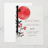 Japanse zon bamboe bruiloft uitnodiging (Voorkant / Achterkant)