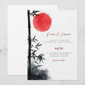 Japanse zon bamboe bruiloft uitnodiging (Voorkant / Achterkant)