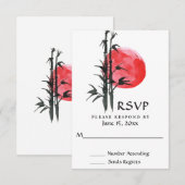 Japanse zon en Bamboe Wedding RSVP Kaartje (Voorkant / Achterkant)