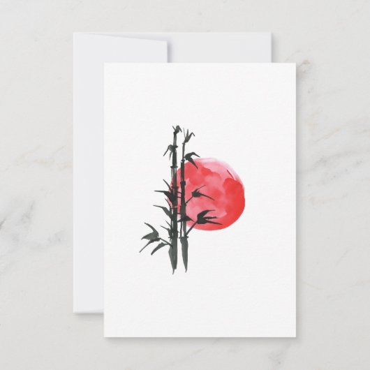 Japanse zon en een gevlekte bamboe bedankkaart (Achterkant)