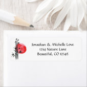 Japanse zon en zwart Bamboe, wit, rood adres Etiket (Insitu)