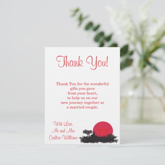 Japanse Zonne-opkomst Trouwkaart met Plat Ontwerp  Kaart (Staand voorkant)