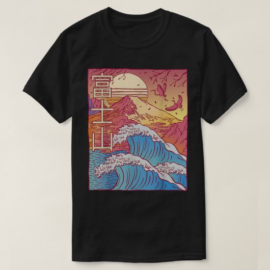 Japanse zonneboer met grote golfgolven t-shirt (Design voorkant)