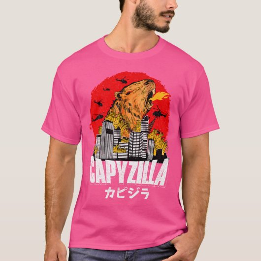 Japanse zonsondergang Capyzilla Grappige Capybara T-shirt (Voorkant)