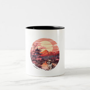 Japanse Zonsondergang Shih Tzu Tweekleurige Koffiemok