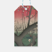 Japanse zonsopgang zonsondergang pruim landgoed bo cadeaulabel (Achterkant)