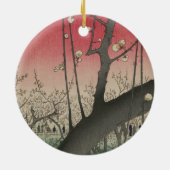 Japanse zonsopgang zonsondergang pruim landgoed bo keramisch ornament (Achterkant)