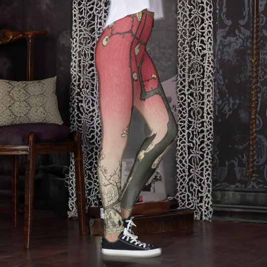 Japanse zonsopgang zonsondergang pruim landgoed bo leggings