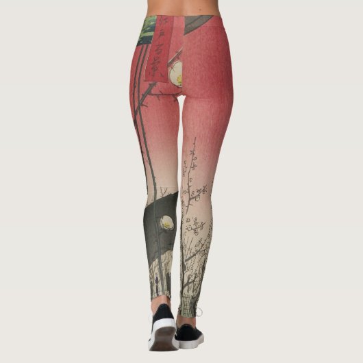 Japanse zonsopgang zonsondergang pruim landgoed bo leggings (Achterkant)