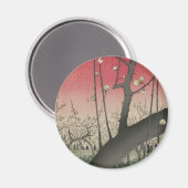 Japanse zonsopgang zonsondergang pruim landgoed bo magneet (Voorkant / Achterkant)