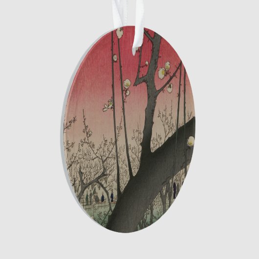 Japanse zonsopgang zonsondergang pruim landgoed bo ornament (voorkant)