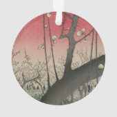 Japanse zonsopgang zonsondergang pruim landgoed bo ornament (achterkant)