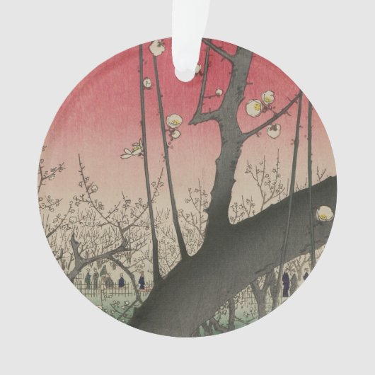 Japanse zonsopgang zonsondergang pruim landgoed bo ornament (voorkant)