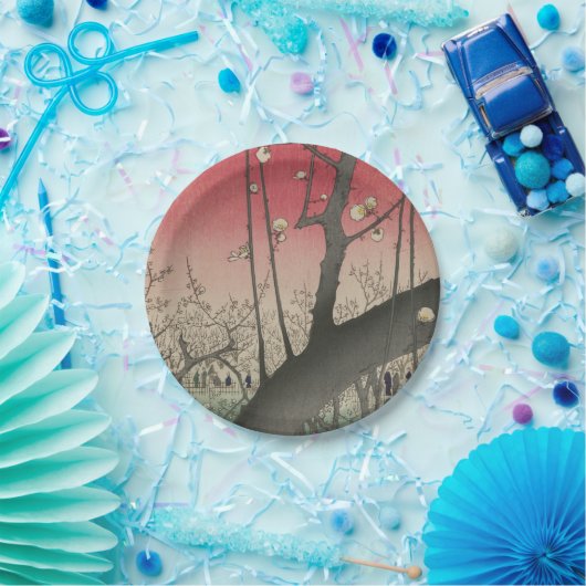 Japanse zonsopgang zonsondergang pruim landgoed bo papieren bordje (Feest)