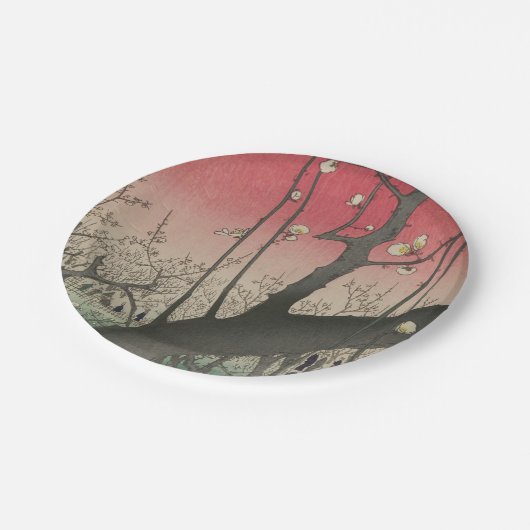 Japanse zonsopgang zonsondergang pruim landgoed bo papieren bordje (Gekanteld)