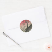 Japanse zonsopgang zonsondergang pruim landgoed bo ronde sticker (Envelop)