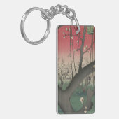 Japanse zonsopgang zonsondergang pruim landgoed bo sleutelhanger (Voorkant Links)