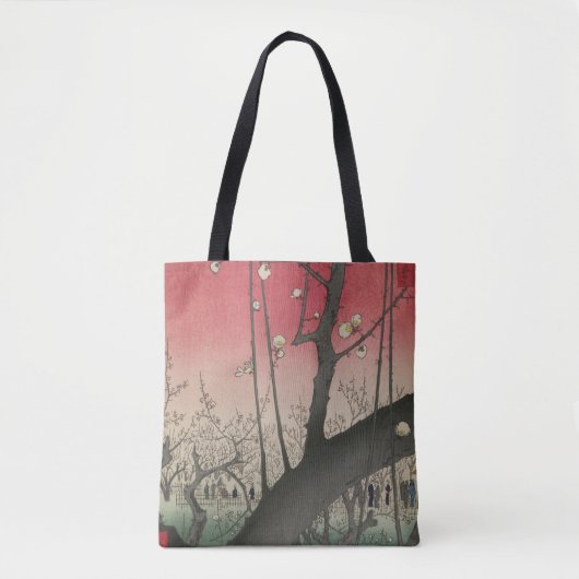 Japanse zonsopgang zonsondergang pruim landgoed bo tote bag (Voorkant)