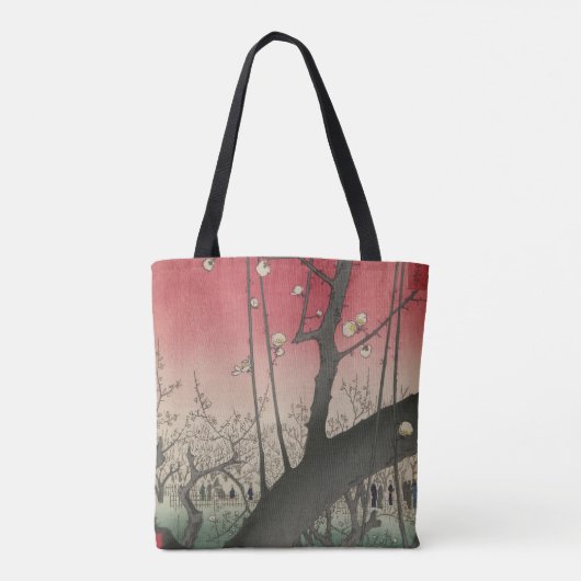 Japanse zonsopgang zonsondergang pruim landgoed bo tote bag (Achterkant)