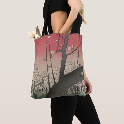 Japanse zonsopgang zonsondergang pruim landgoed bo tote bag (Dichtbij)