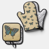 Japanse Zw swallowtail Ovenwant & Pannenlap Set (Voorkant / Achterkant)
