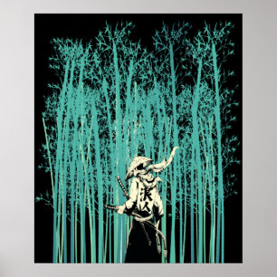 Japanse Zwaardman in het Bamboebos Samurai Poster